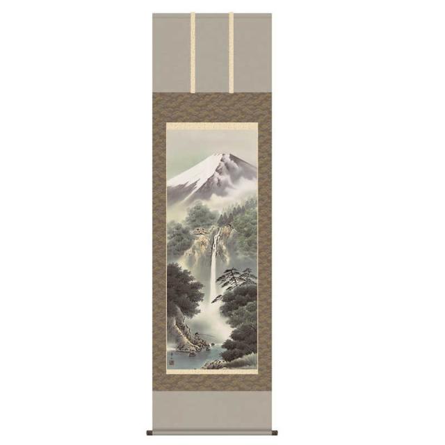 掛軸 [山水画] 【富士龍瀑】 鈴村秀山 尺五 [H30B3-027]【代引き不可】