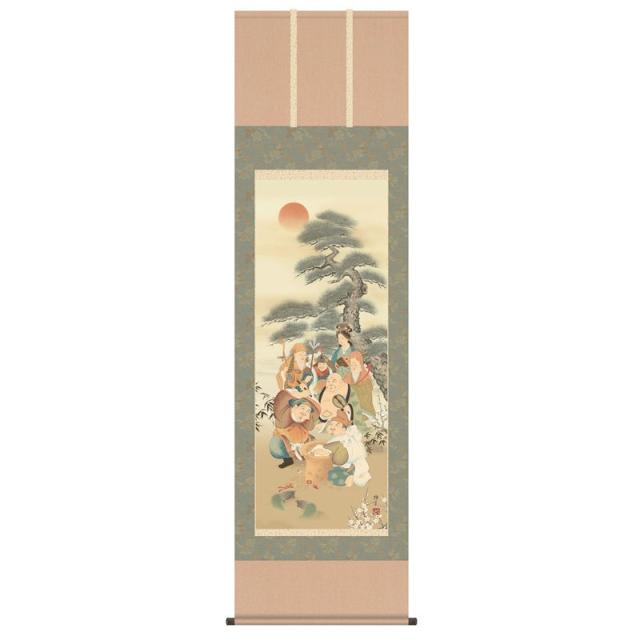 掛軸 [縁起画] 【七福神】 鵜飼雄平 尺五 [H30D1-022]【代引き不可】