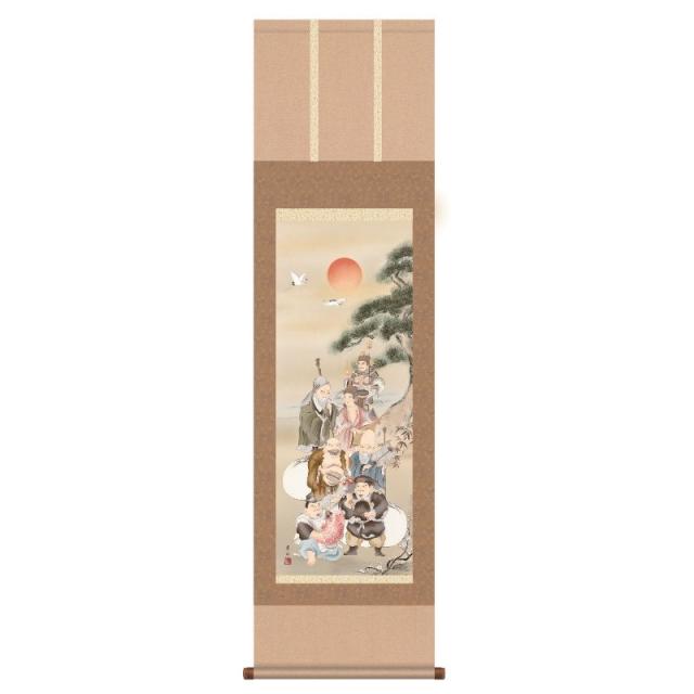 掛軸 [縁起画] 【七福神】 緒方葉水 尺三 [H30MD1-023]【代引き不可】の通販は