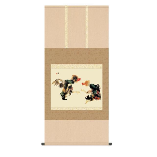 掛軸 竹内栖鳳 蹴合 (けあい) 尺五 (KZ3G9-048) (代引き不可)の通販は 12,876円