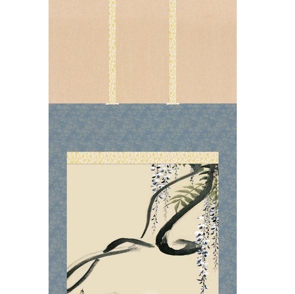 掛軸 円山応挙 藤花狗子図 (とうかくしず) 尺五 (KZ3G9-106) (代引き不可)_2
