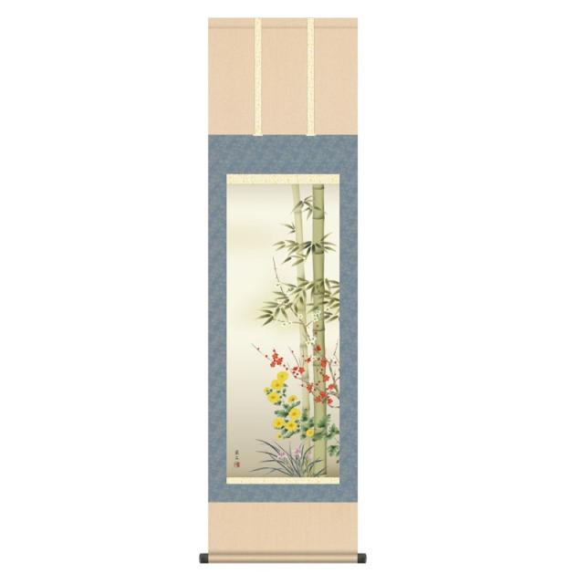 掛軸 日本画 花鳥画 高見蘭石  四君子 (しくんし) 尺三 (KZ3MA1-101) (代引き不可)