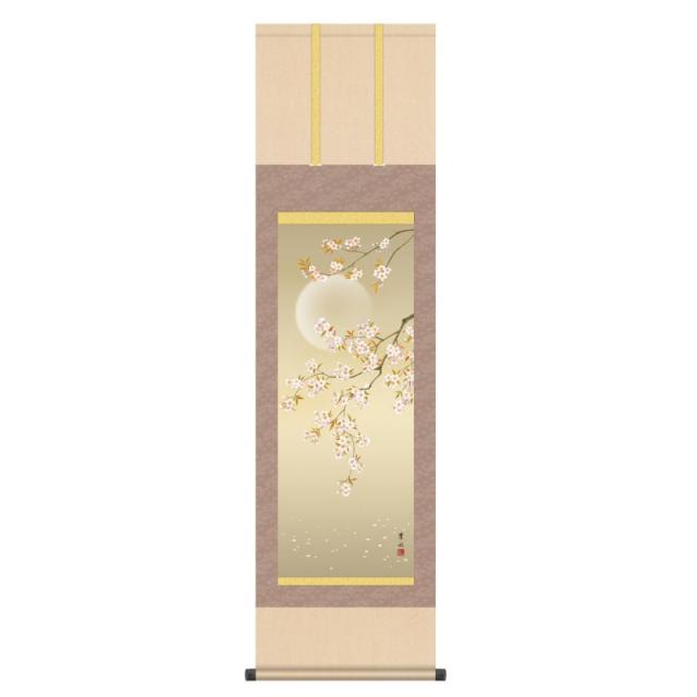 掛軸 日本画 花鳥画 緒方葉水  夜桜 (よざくら) 尺三 (KZ3MA2-094) (代引き不可)