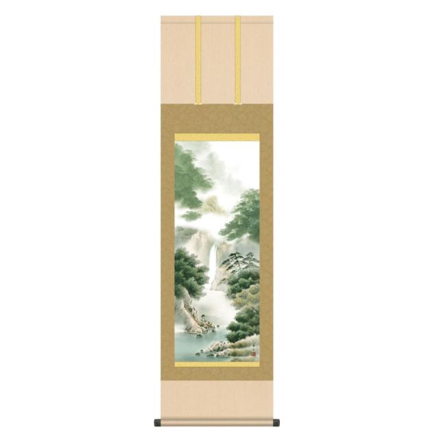 掛軸 日本画 山水画 鈴村秀山 幽山渓谷 (ゆうざんけいこく) 尺三 (KZ3MB1-N036) (代引き不可)
