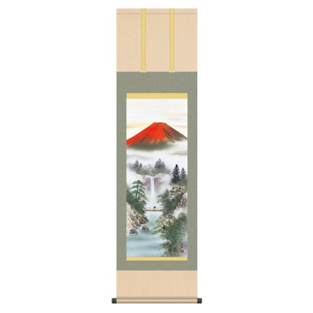 掛軸 日本画 山水画 伊藤香旬 赤富士 (あかふじ) 尺三 (KZ3MB3-050) (代引き不可)