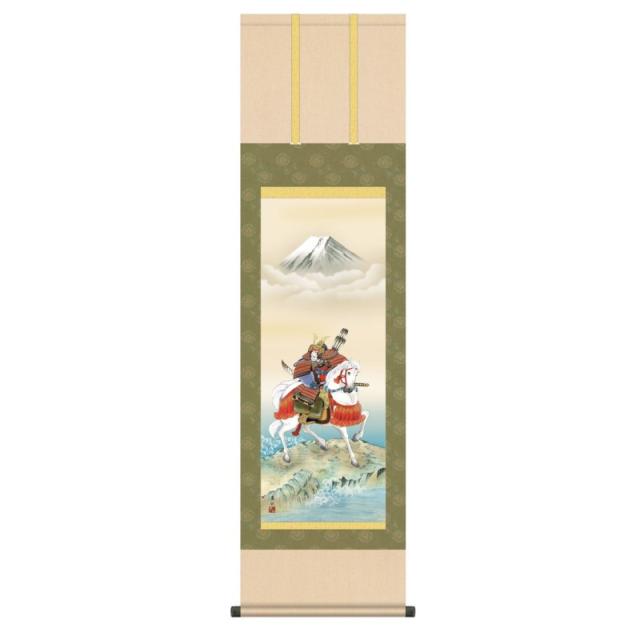 掛軸 日本画 節句画 榎本東山  白馬武者 (はくばむしゃ) 尺三 (KZ3MF2-087) (代引き不可)