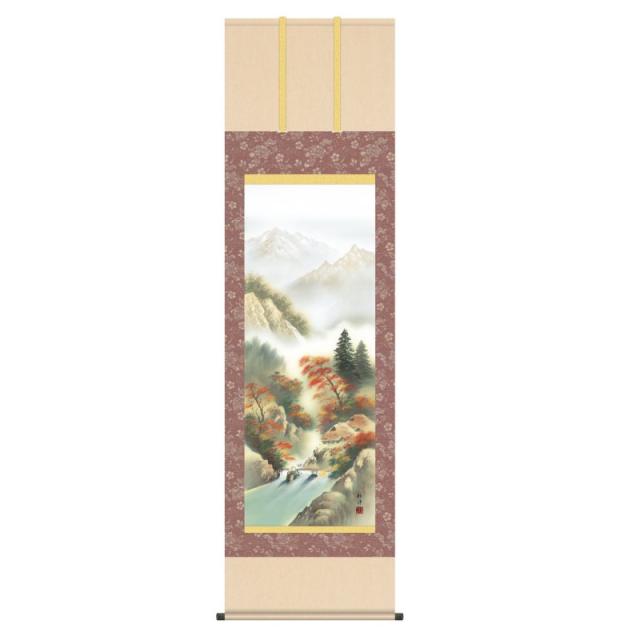 掛軸 日本画 山水画 田口紅洋 紅葉渓谷 (もみじけいこく) 尺五 (KZ3B4-19C) (代引き不可)
