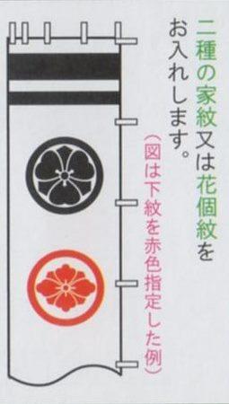 [徳永鯉][武者のぼり]節句幟用[9.1m〜6.1m節句幟用][黒・赤・青色][二種の家紋または花個紋][tn-N2c][日本の伝統文化][武者のぼり]