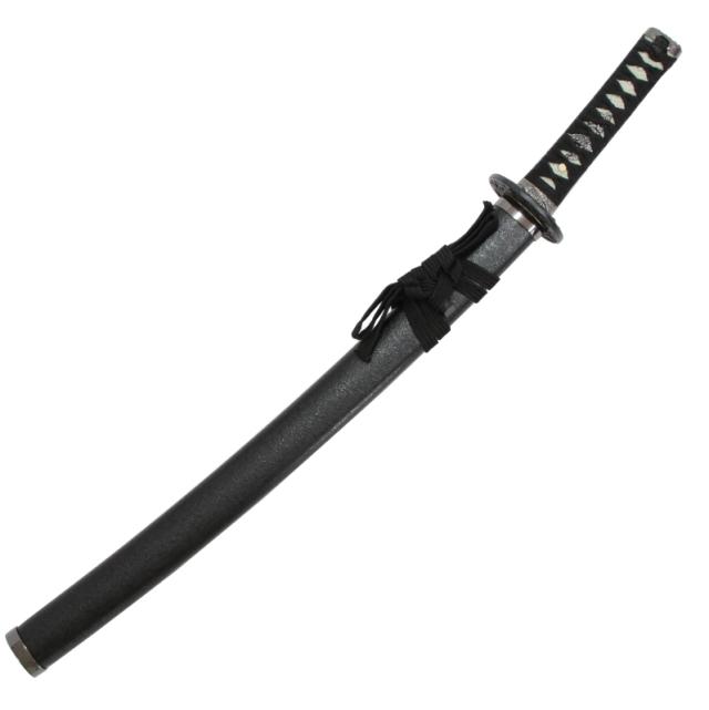 模造刀 石目シリーズ 黒石目 小刀 刃紋入り刀身 メッキ合金 刀袋付[neu040s] 美術刀剣（代引き不可）