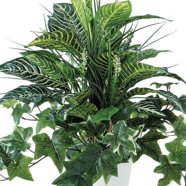 人工観葉植物 ゼブラ MIX ブッシュ ポット付き 高さ50cm （P101-91652