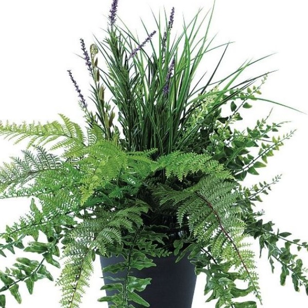 人工観葉植物 セージ MIX ブッシュ ポット付き 高さ50cm （P101-91653) （代引き不可） インテリアグリーン フェイクグリーン_1