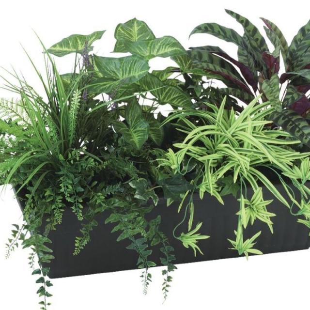人工観葉植物 MIX プラントボックス ポット付き 高さ45cm （P102-99529) （代引き不可） インテリアグリーン フェイクグリーン_1