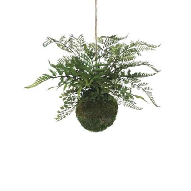 人工観葉植物 ミックスファン モスボール ハンキング 長さ22cm （P21
