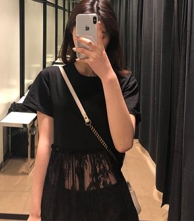 ワンピース レース 切り替え 半袖 ハイウエスト Tシャツ 刺繍 まつ毛 レース フェミニン ガーリー 大人 春 夏 フレア ボタニカルの通販はau Pay マーケット Vestito