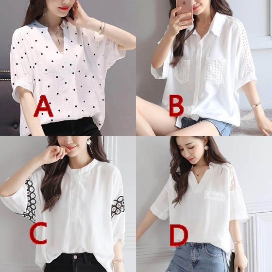 白 ブラウス レディース 半袖 ゆったりサイズ レース ドット Vネック ノーカラー Yシャツ 夏 トップス オフィス デイリー コーデの通販はau Pay マーケット Vestito