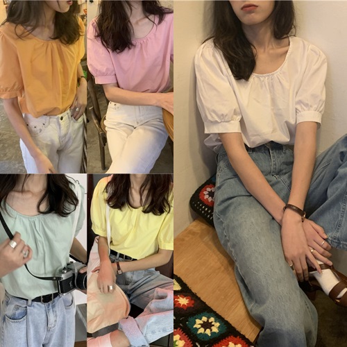 バルーン袖 夏 トップス 夏服 レディース 韓国 ファッション ｔシャツ 半袖 レディース パフスリーブ ボリューム袖 ニュアンスカラー シの通販はau Pay マーケット Vestito