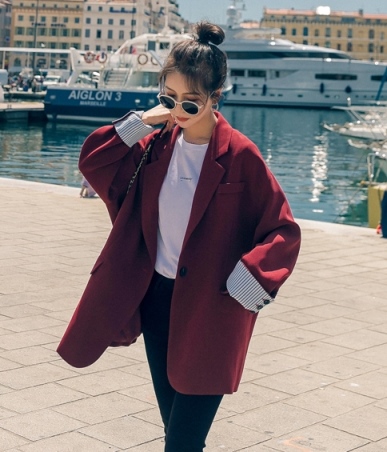 テーラードジャケット 春服 レディース 韓国 ファッション レディース オーバーサイズ 裏地付き ストライプ ロールアップ トラッド ワンの通販はau Pay マーケット Vestito