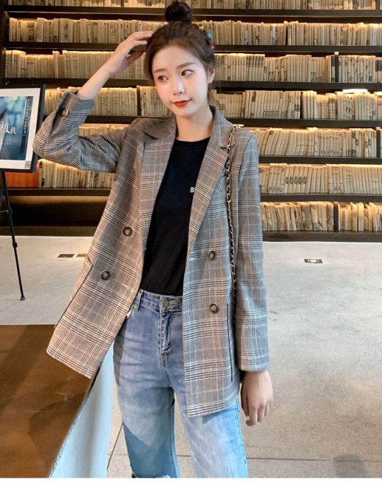 テーラードジャケット チェック 秋服 レディース グレンチェック ダブルジャケット 英国風チェック 秋アウター 秋ジャケット トラッド オの通販はau Pay マーケット Vestito