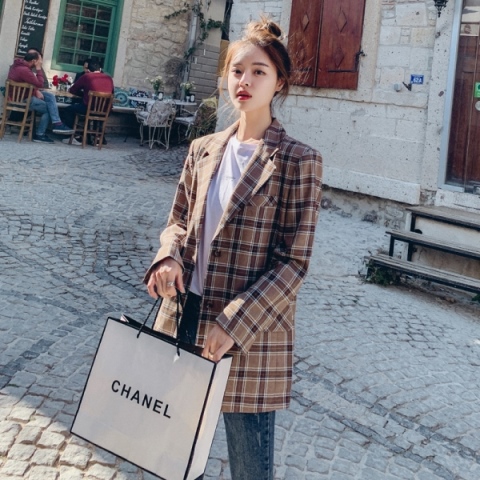 激安 即納 送料無料 チェック柄 韓国系 テーラードジャケット 春コーデ 人気ショップが最安値挑戦 Theblindtigerslidell Com