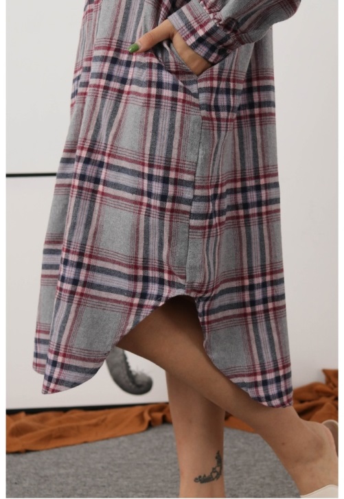 秋服 レディース チェックシャツワンピース 秋冬 ワンピース ロング チェックロングシャツ シャツワンピース ネルシャツ ロング ポケットの通販はau Pay マーケット Vestito