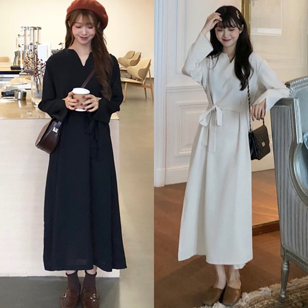 ロングワンピース 長袖 春服 レディース ワンピース 秋冬 キーネックワンピース 韓国 ファッション 春物 レディース フレアワンピース Vの通販はau Pay マーケット Vestito