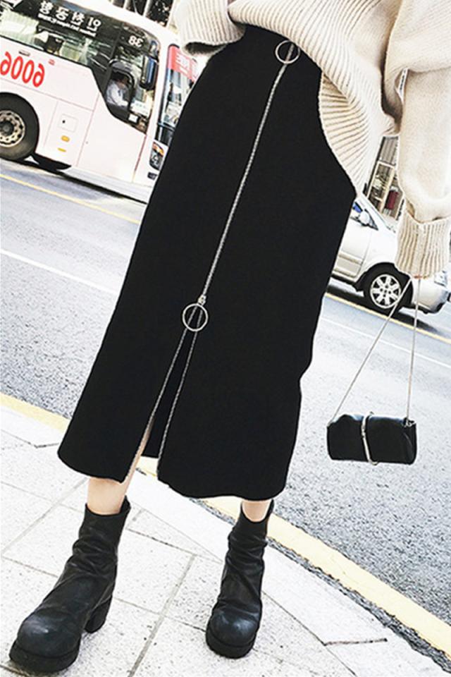 冬スカート フロントジップ スカート ロング 韓国 ファッション 冬服 レディース ロングスカート タイトロングスリットスカート ジップアの通販はau Pay マーケット Vestito