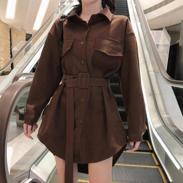 ウエストマーク トップス 秋冬 レディース シャツワンピース 韓国 ファッション 秋服 冬服 レディース チュニック ワンピース ウエストベの通販はau Pay マーケット Vestito