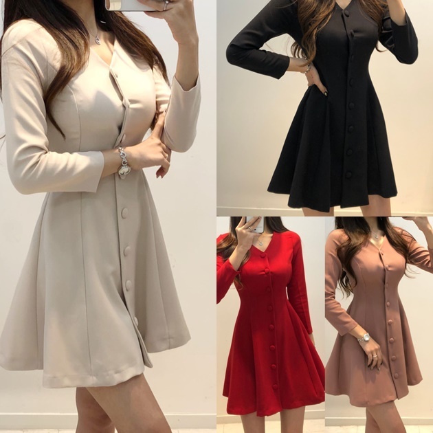 お呼ばれ ワンピース 韓国 ファッション レディース 春 ミニワンピース ｖネック ワンピース 長袖 フレアワンピース ミニ丈 結婚式 二次の通販はau Pay マーケット Vestito