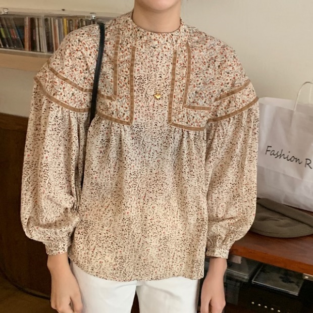 春 花柄 ブラウス 韓国 ファッション レディース 春 トップス 小花柄ブラウス プルオーバー モックネック バルーン袖 ボヘミアン オーバの通販はau Pay マーケット Vestito