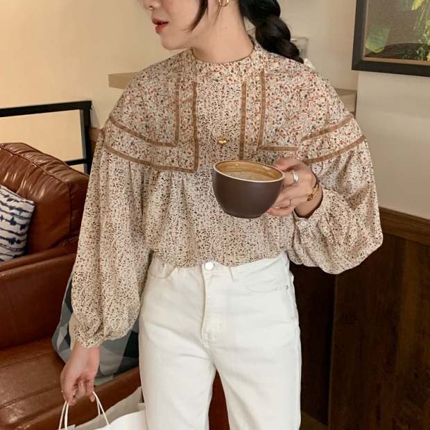春 花柄 ブラウス 韓国 ファッション レディース 春 トップス 小花柄ブラウス プルオーバー モックネック バルーン袖 ボヘミアン オーバの通販はau Pay マーケット Vestito