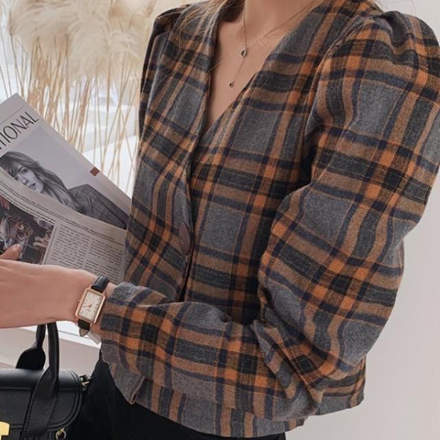 チェック ブラウス シャツジャケット レディース 韓国 ファッション レディース 春服 レディース Vネック 春トップス レディース レトロ の通販はau Pay マーケット Vestito
