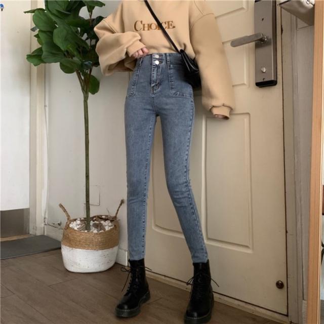 スキニーデニム レディース デニムパンツ ストレッチ 韓国 ファッション レディース ケミカルウォッシュ ジーンズ ハイウエスト タイトパの通販はau Pay マーケット Vestito