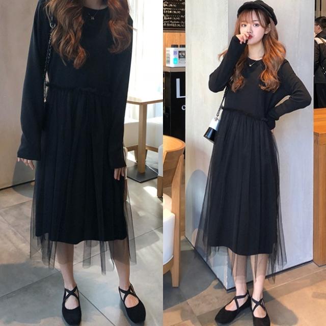 ワンピース ドレス 韓国 ファッション 春服 レディース チュール ワンピース 春物 ワンピース 異素材 切り替えワンピース カットソー ドの通販はau Pay マーケット Vestito