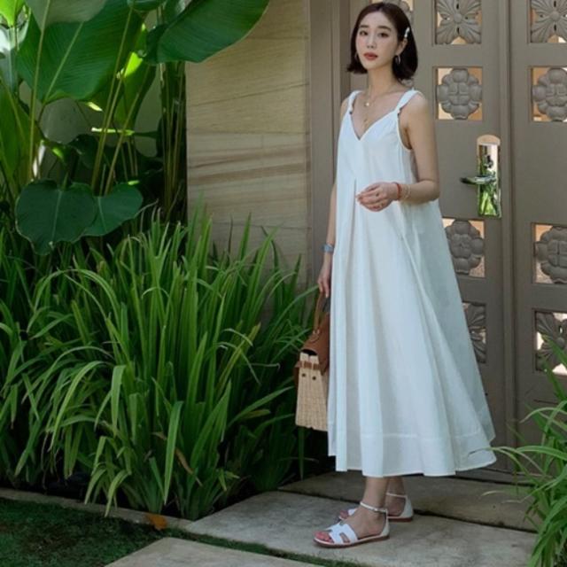 マキシワンピース 夏 コットン ノースリーブ ワンピース 夏服 レディース 韓国 ファッション レディース サマードレス 夏ワンピース Vネの通販はau Pay マーケット Vestito