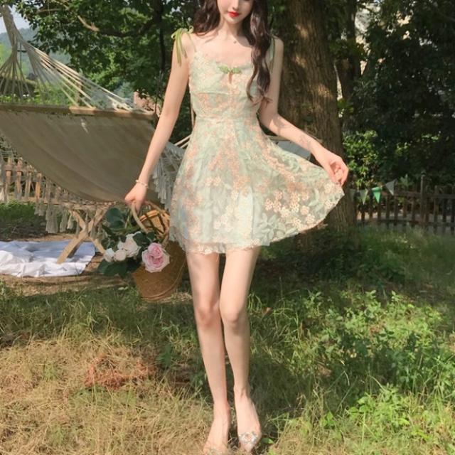 花柄 レースワンピース シフォン ドレス ワンピ ノースリーブ 夏服 レディース 韓国 ファッション レディース 刺繍 レース ローズ 総レーの通販はau Pay マーケット Vestito