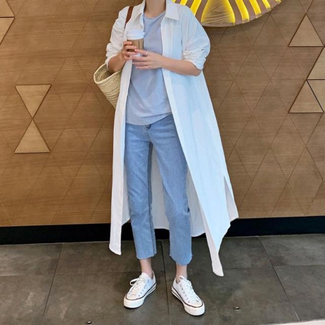 ロングシャツカーディガン 韓国 ファッション 夏服 レディース 夏 ロングカーディガン 白 ロングシャツ 羽織り シャツカーディガン 夏物 の通販はau Pay マーケット Vestito