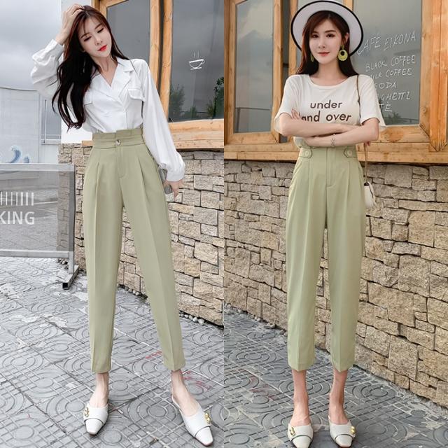 テーパードパンツ レディース ハイウエスト 韓国 ファッション レディース アンクルパンツ ミントグリーン 黒 パンツ 夏服 レディース 韓の通販はau Pay マーケット Vestito