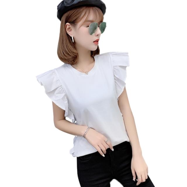 フリルトップス 韓国 ファッション レディース 夏 フリル袖 ノースリーブ トップス 夏服 レディース 大人可愛い ガーリー フレンチスリーの通販はau Pay マーケット Vestito