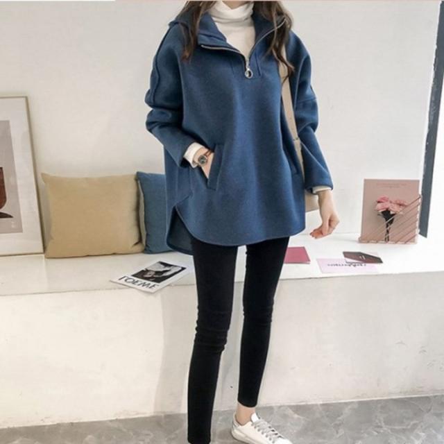 パーカー レディース ハーフジップ ビッグシルエット スウェット パーカー 韓国 ファッション 秋服 レディース フリース スエット パーカの通販はau Pay マーケット Vestito