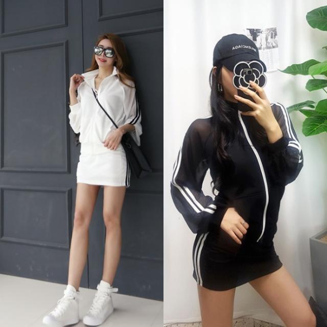 セットアップ レディース ジャージ 上下セット シースルー サイドライン 韓国 ファッション レディース 夏服 セットアップ ミニスカート の通販はau Pay マーケット Vestito