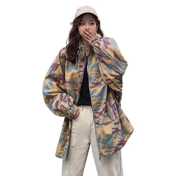 迷彩 ジャケット レディース アウター カモフラージュ 韓国 ファッション レディース 秋冬 くすみカラー 迷彩柄 ナイロンジャケット フーの通販はau Pay マーケット Vestito