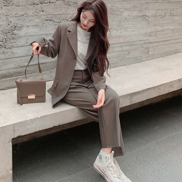 セットアップ レディース スーツ パンツ 韓国 ファッション レディース 春 オフィスカジュアル ワイドパンツ セットアップ テーラードジの通販はau Pay マーケット Vestito