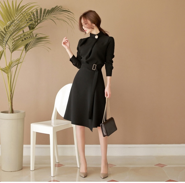 パーティーワンピース ドレス 韓国 ファッション レディース ウエストマーク ワンピース ひざ丈 ミモレ丈 春服 レディース お呼ばれワンの通販はau Pay マーケット Vestito