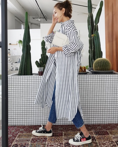 ゆったり シャツワンピース ストライプ ロングシャツワンピース 夏服 レディース 長袖 ワンピ 韓国 ファッション レディース ビッグシルの通販はau Pay マーケット Vestito
