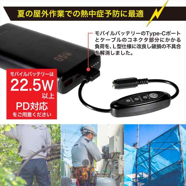 16V Type-C昇圧 アダプター L型 21V ワークマン対応 WZ4600 Type-C PD