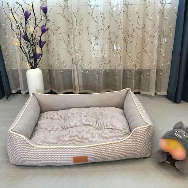 犬 ベッド 清掃しやすい 春夏秋冬 ペットベッド ペットソファー リネン風生地 さらさら 蒸れにくい ペットクッション 枕付き クッション性が取り外せるカバー 滑り止め 防水 中型犬 JITIFAの通販は
