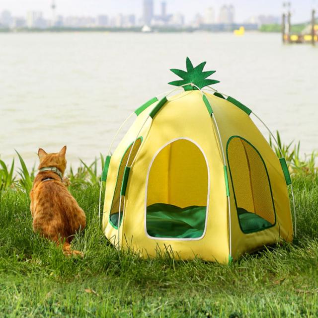 ペットテント 室内 室外 犬 テント ベッド 猫 テント 折りたたみ 組み立て簡単 ペットベッド 猫 犬 ベッド 可愛い お姫様風 ドーム型ペットハウス メッシュの窓付き 両面用クッション 猫用 犬用 四季通用 ピンク JITIFA サークル・ケージ・ゲート・犬小屋