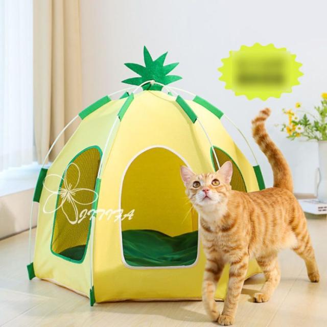 ペットテント 室内 室外 犬 テント ベッド 猫 テント 折りたたみ 組み立て簡単 ペットベッド 猫 犬 ベッド 可愛い お姫様風 ドーム型ペットハウス メッシュの窓付き 両面用クッション 猫用 犬用 四季通用 ピンク JITIFA サークル・ケージ・ゲート・犬小屋