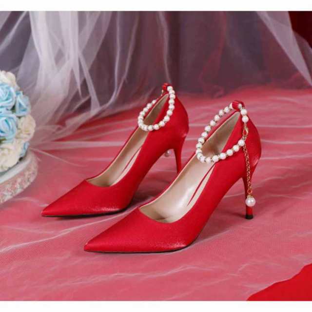 パンプス ハイヒール サテン 歩きやすい 大きいサイズ 6/9cm ヒールパンプス 安定感 レディース ピンヒール ポインテッドトゥ 通勤 美脚 履きやすい 痛くない 疲れない パーティー おしゃれ アンクルストラップ ベーシック セクシー 痛くない 美脚 結婚式 JITIFAの通販は