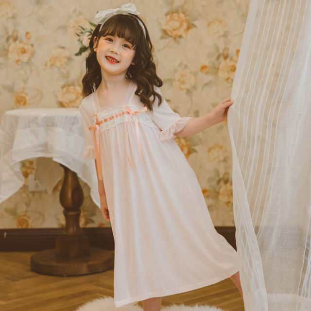 ネグリジェ ワンピース 女の子 ルームウェア パジャマ ナイトドレス 子供 ルームウェア 夏用 半袖 パジャマ ガールズ モダール綿 ゆったり 通気性 吸汗速乾 快適 カジュアル 部屋着 かわいい 寝巻き 110-160cm JITIFAの通販は